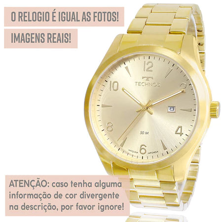 RELÓGIO DOURADO FEMININO TECH LUXO