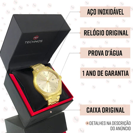 RELÓGIO DOURADO FEMININO TECH LUXO