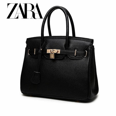 BOLSA FEMININA COURO ZARA LICHIA PADRÃO PLATINA