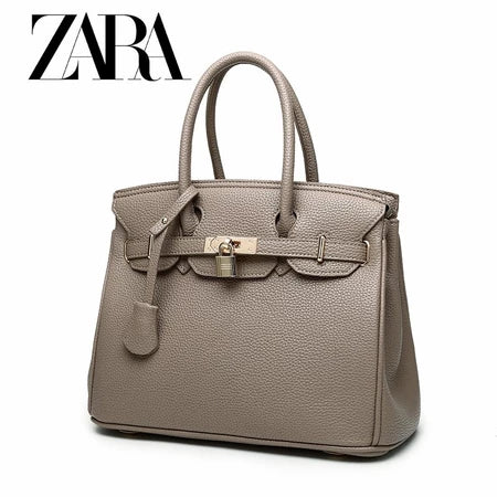 BOLSA FEMININA COURO ZARA LICHIA PADRÃO PLATINA