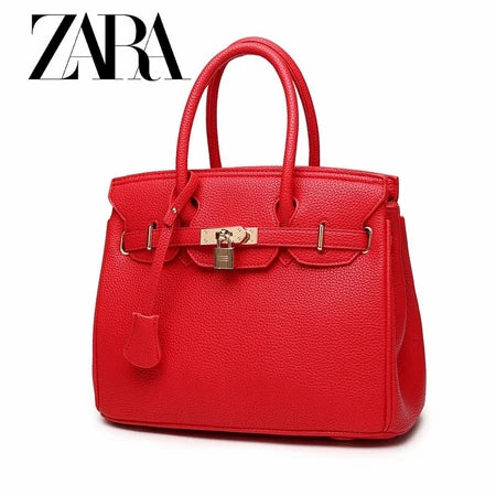 BOLSA FEMININA COURO ZARA LICHIA PADRÃO PLATINA