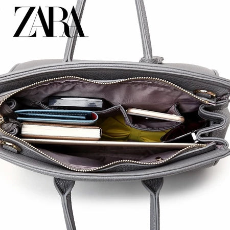 BOLSA FEMININA COURO ZARA LICHIA PADRÃO PLATINA